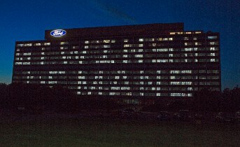 Ford Illuminates Headquarters to Celebrate Ford GT  Histo...